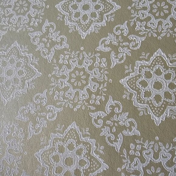 Vintage Wallpaper Sample Sheet Geometric Medallion Demask Crafting Ephemera - Picture 1 of 10